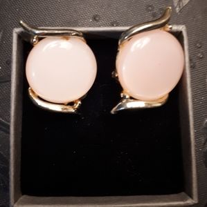 Vintage pale pink clip on earrings